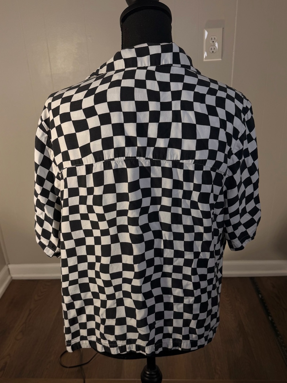 pistola Black and White Checkered Short Sleeve Button-Up Top - Picture 5 of 7